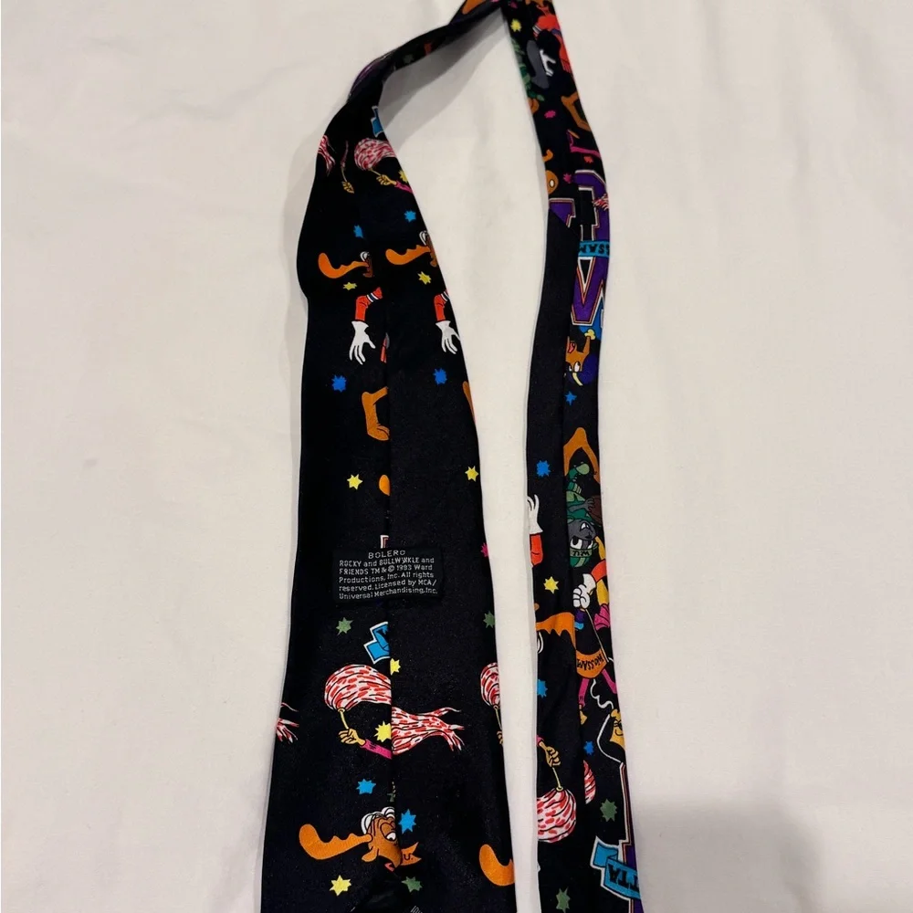 Bolero  vintage 1993 Rocky and Bullwinkle and Friends 100% Silk Neck Tie Necktie